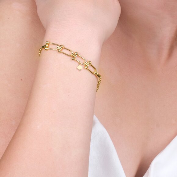 Solid 10k Gold Spade Charm with Jump Ring - Good Luck Jewelry Gifts for Her - Picture 2 of 6